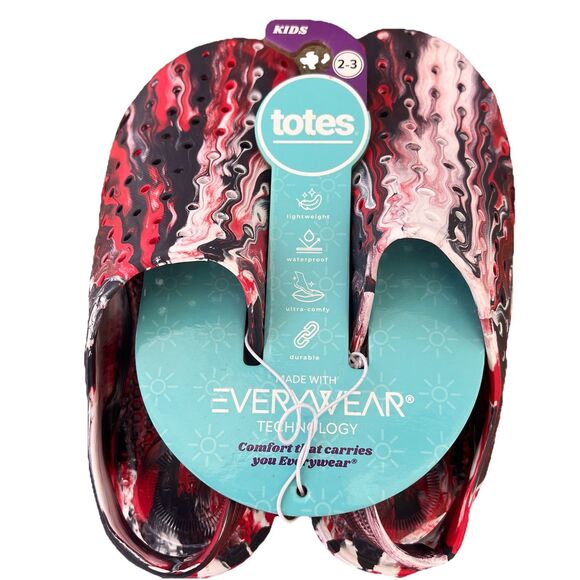Totes Kids Red White And Blue Clog Sandal Size 2/3 New With Tags Waterproof - Picture 1 of 5